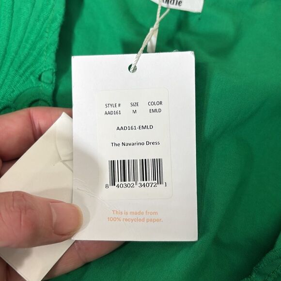 Andie The Navarino Dress Button Front Eyelet Emerald Green Medium NWT - Picture 7 of 9
